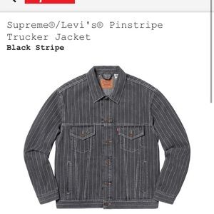Supreme Pinstripe Trucker Jacket Black xL